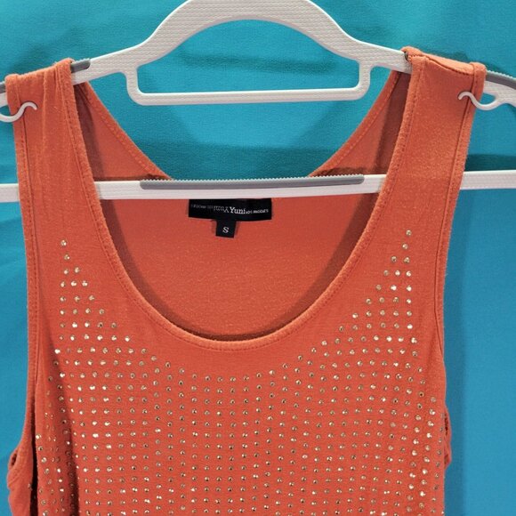 Yuni Los Angeles Orange Studded Tank Top S - Picture 2 of 8
